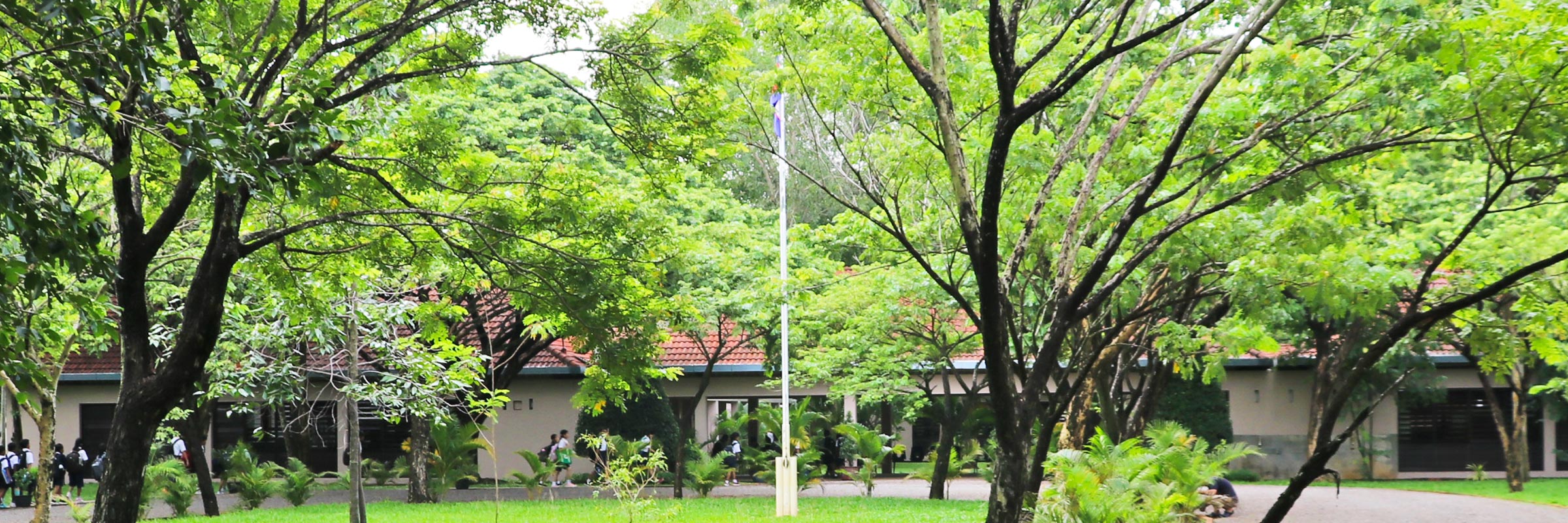 Jay Pritzker Academy main building entrance, 2020 at JPA campus, Siem Reap, Cambodia